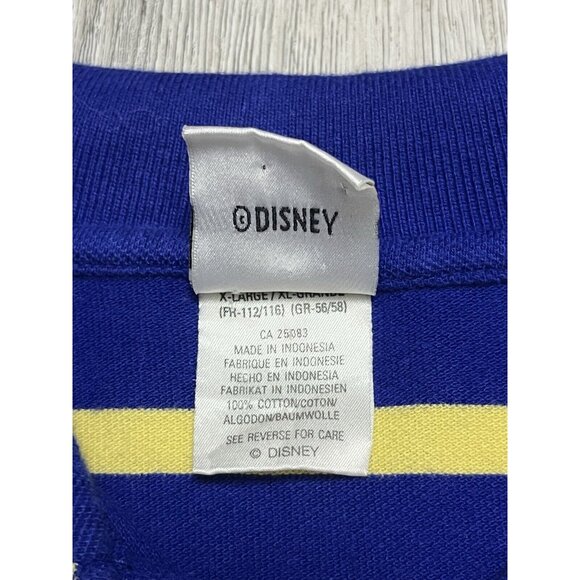 Vintage Disney Store Goofy Logo Embroidered Blue Yellow Striped Polo - Men's XL - Picture 4 of 6